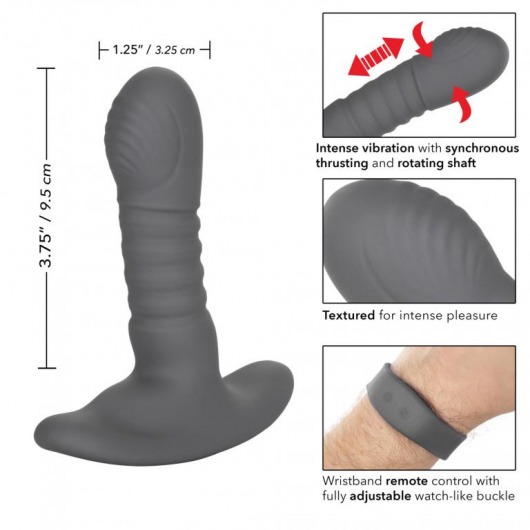 Серый массажер простаты Thrusting Rotator Probe - 11,25 см. - California Exotic Novelties - в Ессентуках купить с доставкой