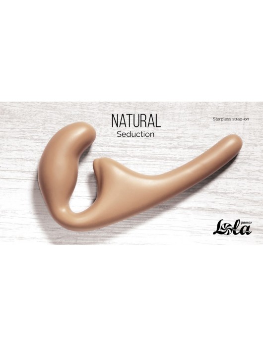 Бежевый безремневой страпон Seduction - 20,5 см. - Lola Games - купить с доставкой в Ессентуках