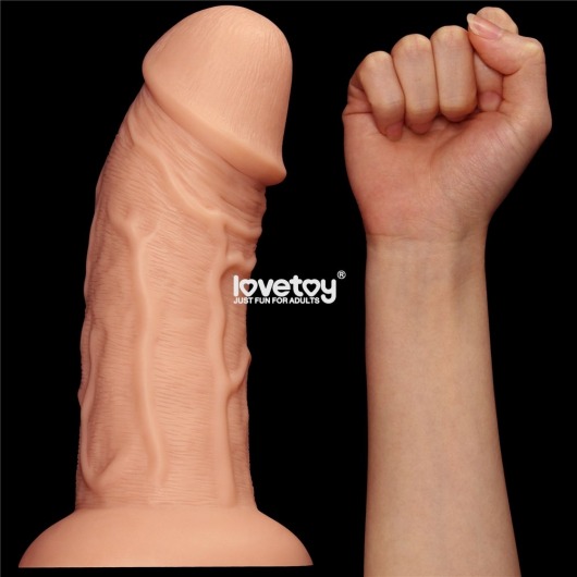 Телесный фаллоимитатор-гигант 9.5 Realistic Curved Dildo - 24 см. - Lovetoy