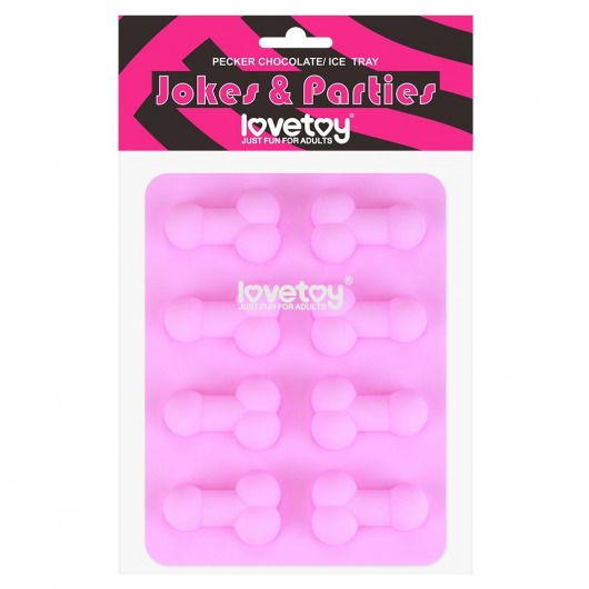 Розовая формочка для льда и шоколада Pecker Chocolate/Ice Tray - Lovetoy - купить с доставкой в Ессентуках