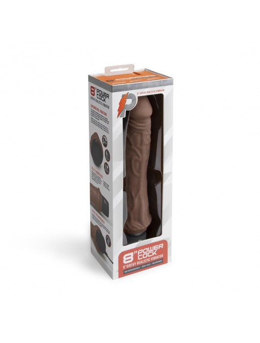 Коричневый вибратор-реалистик 8  Girthy Realistic Vibrator - 24,5 см. - PowerCocks
