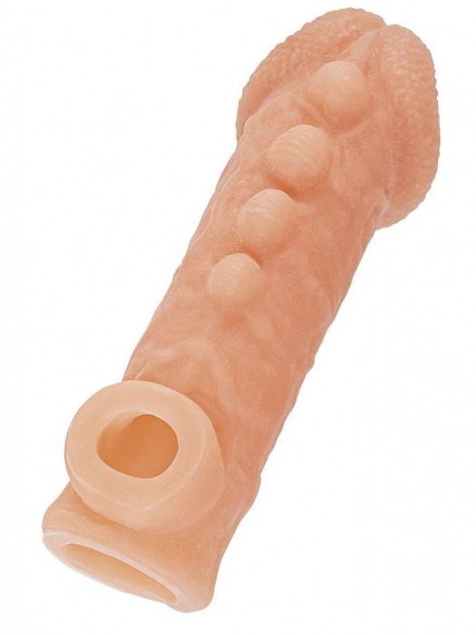 Телесная закрытая насадка с шишечками Cock Sleeve Size M - 15,6 см. - KOKOS - в Ессентуках купить с доставкой