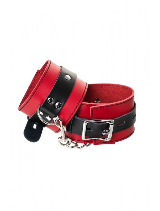 Красно-черные оковы на ноги из кожи - ToyFa - купить с доставкой в Ессентуках