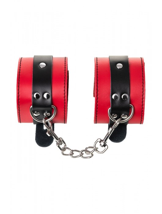 Красно-черные оковы на ноги из кожи - ToyFa - купить с доставкой в Ессентуках