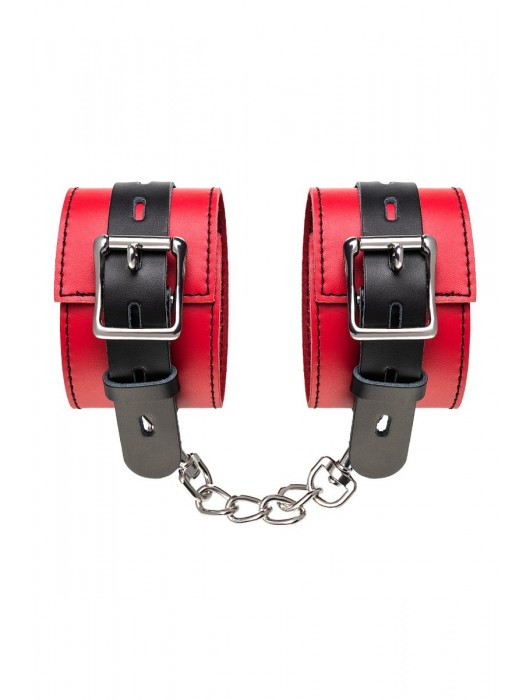 Красно-черные оковы на ноги из кожи - ToyFa - купить с доставкой в Ессентуках