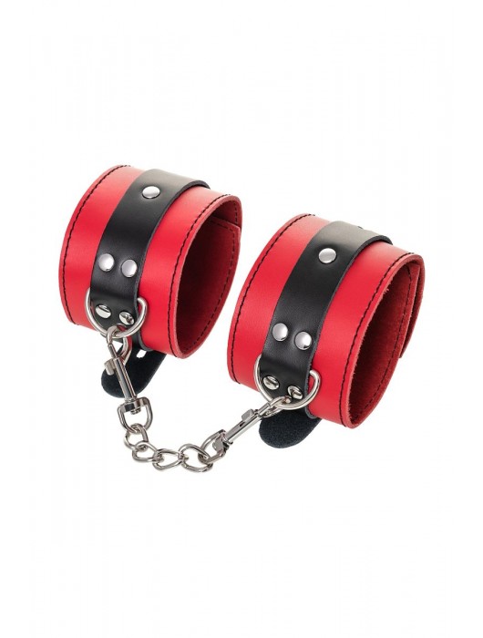 Красно-черные оковы на ноги из кожи - ToyFa - купить с доставкой в Ессентуках