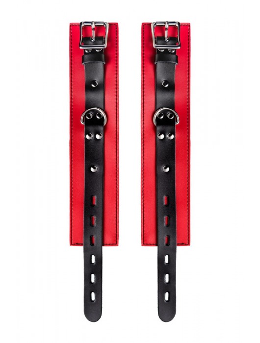 Красно-черные оковы на ноги из кожи - ToyFa - купить с доставкой в Ессентуках