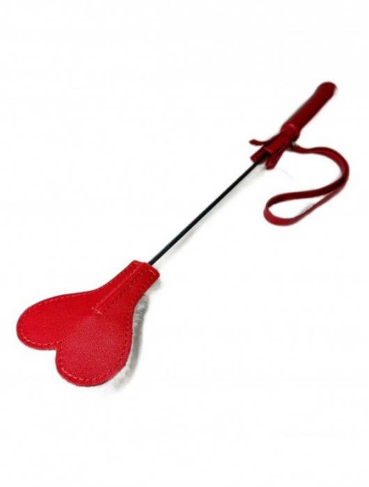 Красно-белый кожаный мини-стек - 36 см. - БДСМ Арсенал - купить с доставкой в Ессентуках