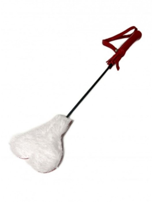 Красно-белый кожаный мини-стек - 36 см. - БДСМ Арсенал - купить с доставкой в Ессентуках