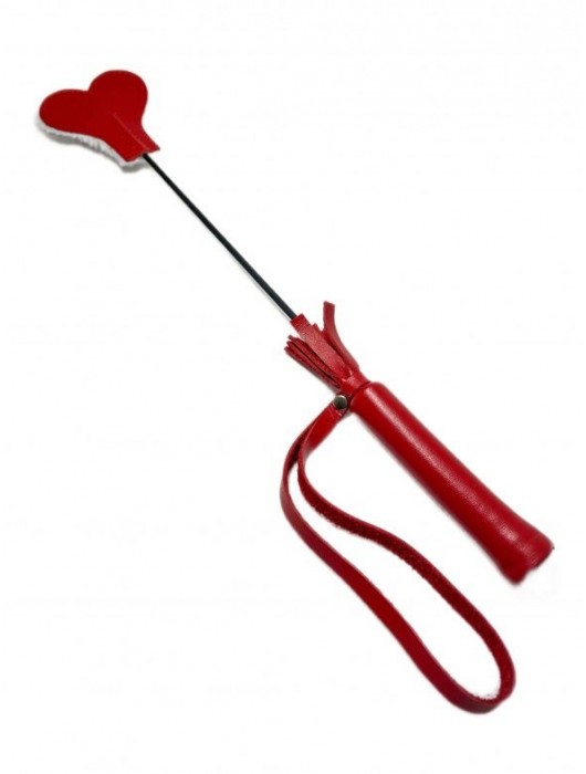 Красно-белый кожаный мини-стек - 36 см. - БДСМ Арсенал - купить с доставкой в Ессентуках