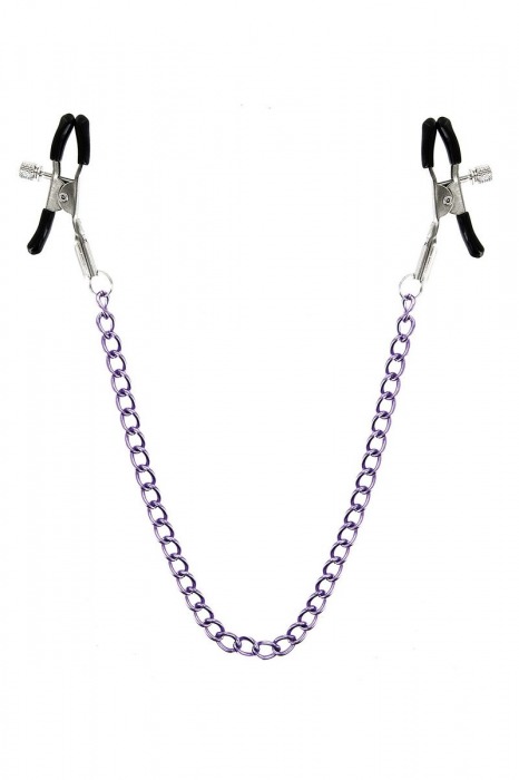 Зажимы для сосков с фиолетовой цепочкой Sweet Caress Nipple Chain - Sweet Caress - купить с доставкой в Ессентуках