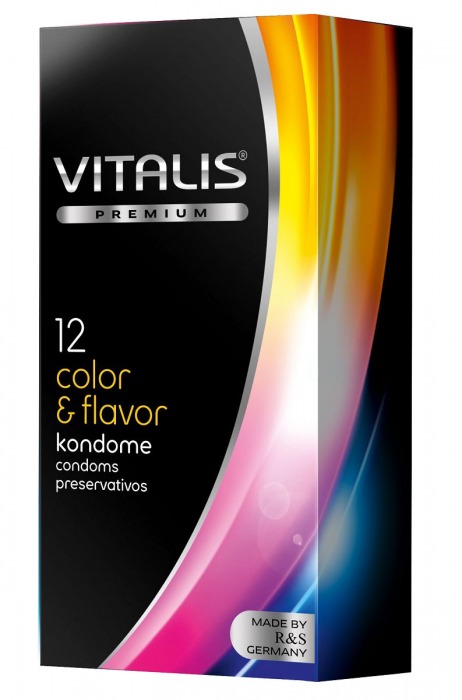 Цветные ароматизированные презервативы VITALIS PREMIUM color   flavor - 12 шт. - Vitalis - купить с доставкой в Ессентуках