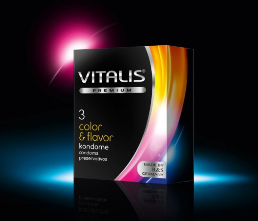 Цветные ароматизированные презервативы VITALIS PREMIUM color   flavor - 3 шт. - Vitalis - купить с доставкой в Ессентуках