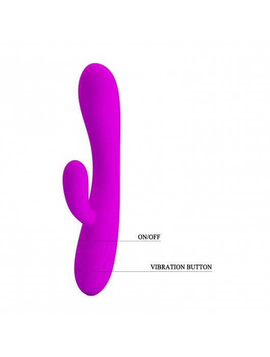 Лиловый вибратор Victor с клиторальным стимулятором - 17 см. - Baile