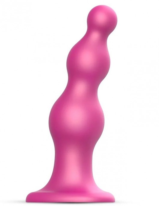 Розовая насадка Strap-On-Me Dildo Plug Beads size S - Strap-on-me - купить с доставкой в Ессентуках