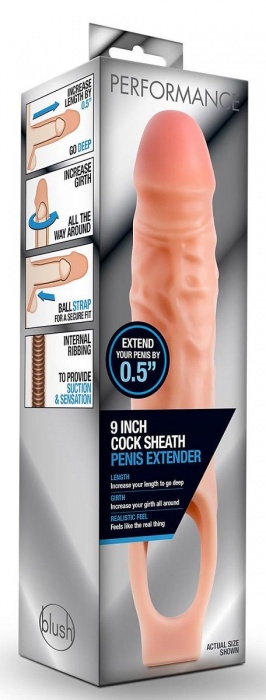 Телесная насадка на пенис 9 Inch Cock Sheath Extender - 22,2 см. - Blush Novelties - в Ессентуках купить с доставкой