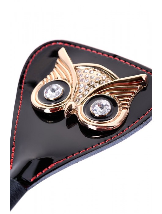 Чёрный стек с совой на кожаном наконечнике - 24 см. - ToyFa - купить с доставкой в Ессентуках