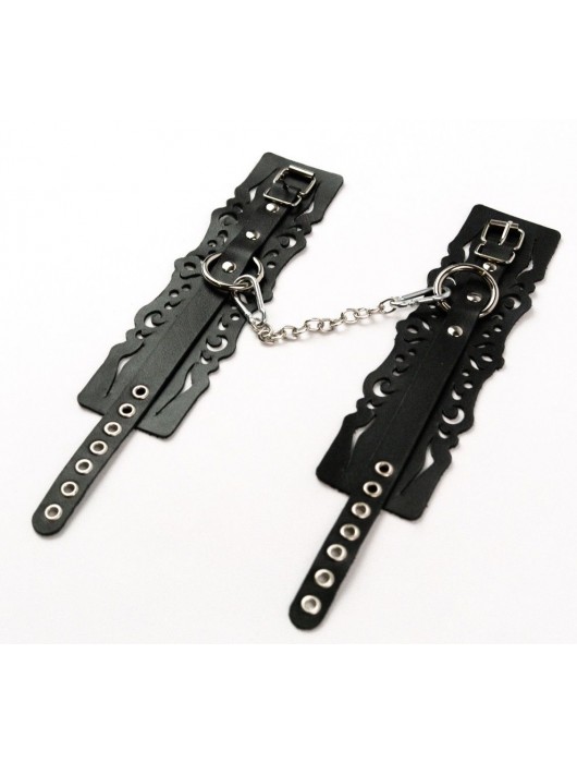 Узорчатые кожаные оковы с регулируемыми ремешками - Crazy Handmade - купить с доставкой в Ессентуках