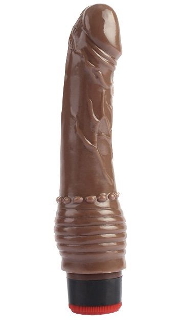 Коричневый вибратор 7.6 Vibrating Dildo - 19,5 см. - CNT