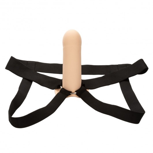 Телесный фаллопротез из силикона Extension with Harness - 15,75 см. - California Exotic Novelties - купить с доставкой в Ессентуках