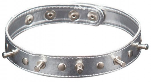 Серебристый ошейник с шипами - Sitabella - купить с доставкой в Ессентуках