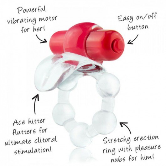 Виброкольцо с язычком и красным виброэлементом Overtime - Screaming O - в Ессентуках купить с доставкой