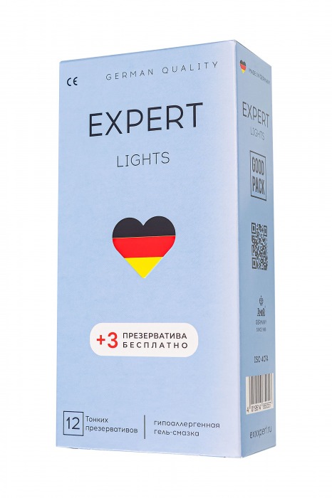 Ультратонкие презервативы EXPERT Lights - 12 шт.(+3 в подарок) - Expert - купить с доставкой в Ессентуках