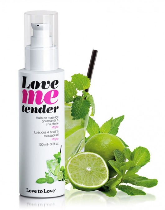 Съедобное согревающее массажное масло Love Me Tender Mojito с ароматом мохито - 100 мл. - Love to Love - купить с доставкой в Ессентуках