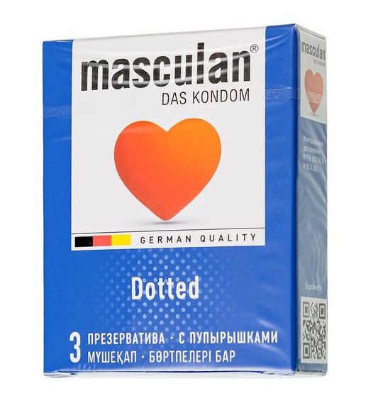 Презервативы с пупырышками Masculan Dotted - 3 шт. - Masculan - купить с доставкой в Ессентуках