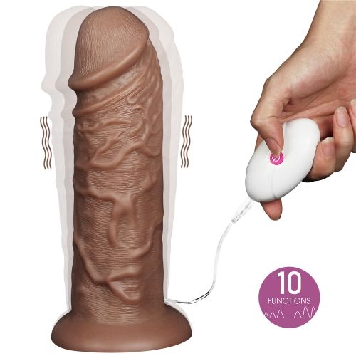 Коричневый вибратор-гигант 10.5 Realistic Chubby Vibrating Dildo - 26,6 см. - Lovetoy