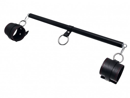 Черная распорка для ног с кожаными манжетами - Pecado - купить с доставкой в Ессентуках