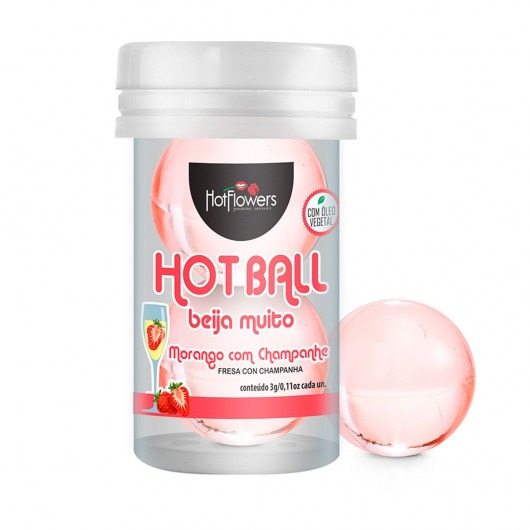 Лубрикант на масляной основе Hot Ball Beija Muito с ароматом клубники и шампанского (2 шарика по 3 гр.) - HotFlowers - купить с доставкой в Ессентуках