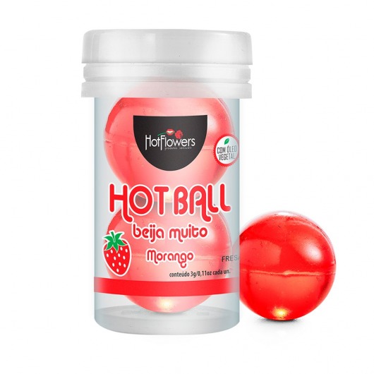 Лубрикант на масляной основе Hot Ball Beija Muito с ароматом клубники (2 шарика по 3 гр.) - HotFlowers - купить с доставкой в Ессентуках