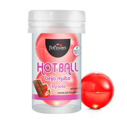 Лубрикант на масляной основе Hot Ball Beija Muito с ароматом шоколада и клубники (2 шарика по 3 гр.) - HotFlowers - купить с доставкой в Ессентуках