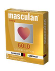 Презервативы Masculan Ultra Gold с золотым напылением и ароматом ванили - 3 шт. - Masculan - купить с доставкой в Ессентуках