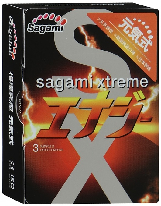 Презервативы Sagami Xtreme ENERGY с ароматом энергетика - 3 шт. - Sagami - купить с доставкой в Ессентуках