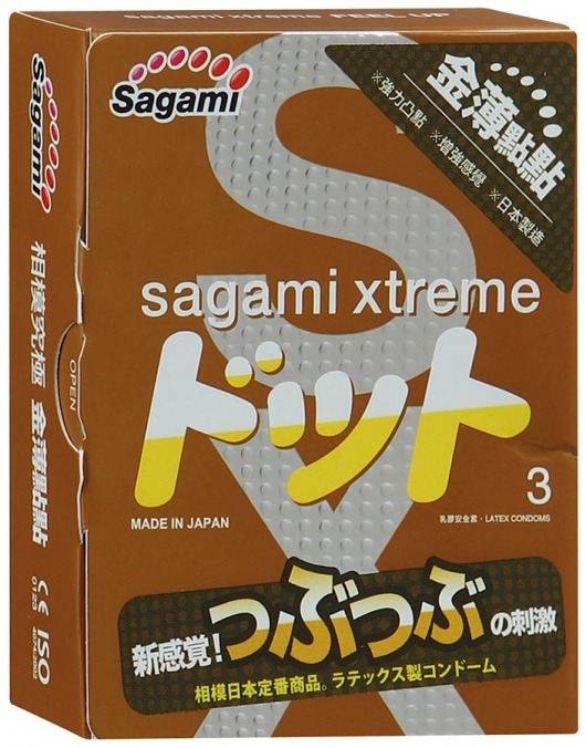 Презервативы Sagami Xtreme FEEL UP с точечной текстурой и линиями прилегания - 3 шт. - Sagami - купить с доставкой в Ессентуках