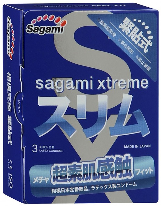 Розовые презервативы Sagami Xtreme FEEL FIT 3D - 3 шт. - Sagami - купить с доставкой в Ессентуках