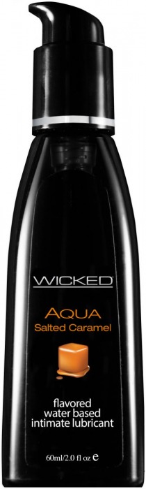 Лубрикант с ароматом соленой карамели Wicked Aqua Salted Caramel - 60 мл. - Wicked - купить с доставкой в Ессентуках