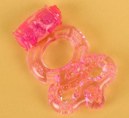 Розовое эрекционное кольцо с вибратором и подхватом - Toyfa Basic - в Ессентуках купить с доставкой