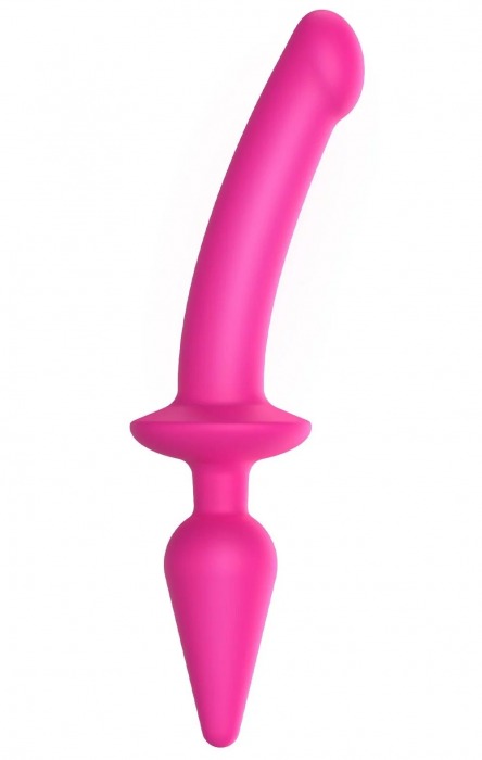 Ярко-розовый двусторонний фаллоимитатор Switch Plug-In Semi-Realistic Size L - Strap-on-me купить с доставкой в интернет-магазине Orgasmix в Ессентуках Ярко-розовый двусторонний фаллоимитатор Switch Plug-In Semi-Realistic Size L - Strap-on-me