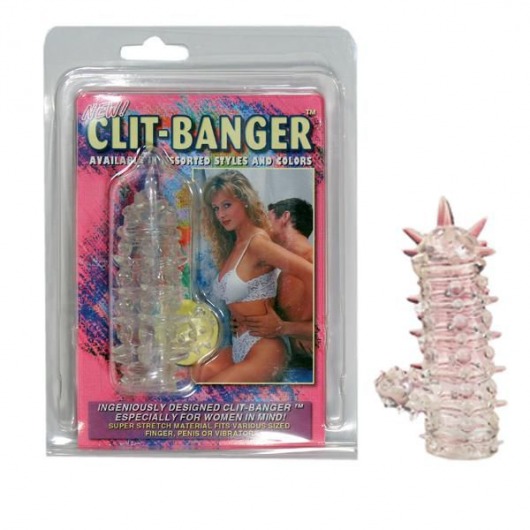 Прозрачная насадка с шипами и клиторальной шишечкой CLIT-BANGER SLEEVE IN CLEAR - Tonga - в Ессентуках купить с доставкой