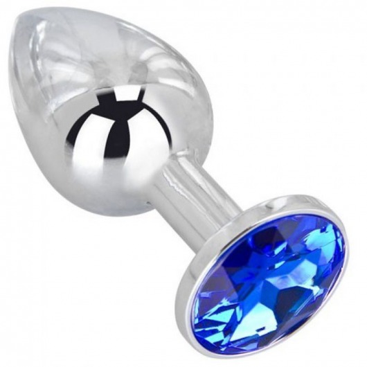 Анальное украшение BUTT PLUG  Small с синим кристаллом - 7 см. - Anal Jewelry Plug - купить с доставкой в Ессентуках