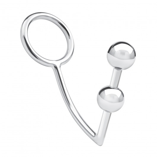 Кольцо на пенис с анальным стимулятором Two Bead Stainless Steel Anal Hook   Cock Ring - BlueLine - в Ессентуках купить с доставкой