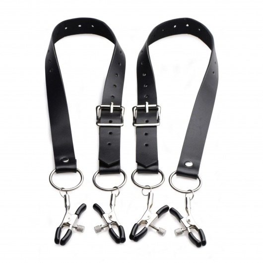 Ремни с зажимами для половых губ Spread Labia Spreader Straps with Clamps - XR Brands - купить с доставкой в Ессентуках