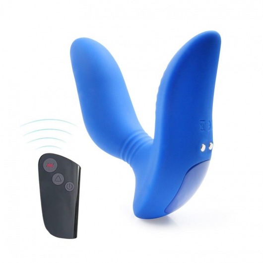 Синий вибромассажер простаты 3,5’’ Remote Control Curve P-spot Massager - 12 см. - Erokay - в Ессентуках купить с доставкой