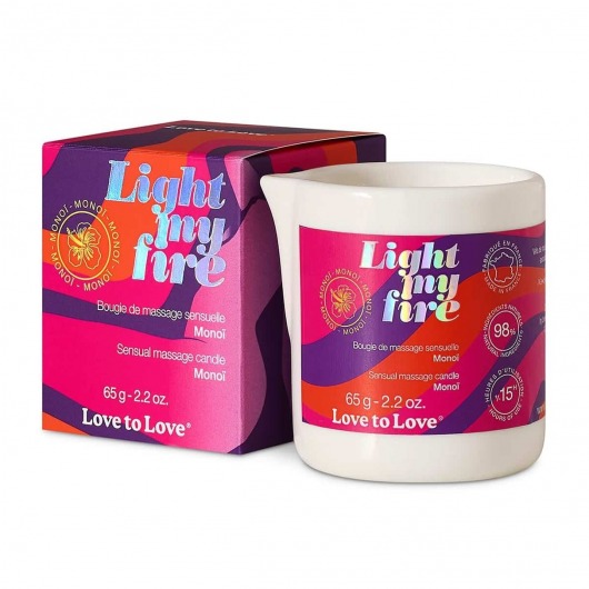 Массажная свеча Light My Fire с ароматом моной - 80 мл. - Love to Love - купить с доставкой в Ессентуках