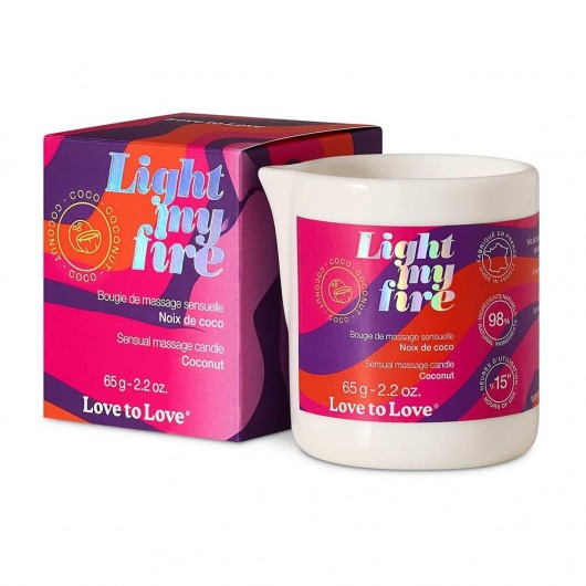 Массажная свеча Light My Fire Coconut с ароматом кокоса - 65 гр. - Love to Love - купить с доставкой в Ессентуках