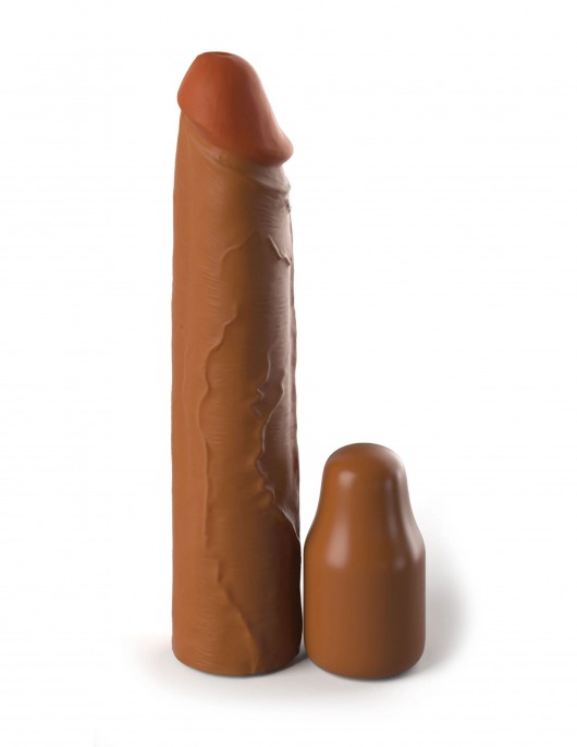 Коричневая насадка на член 2  Silicone X-tension - 20,3 см. - Pipedream - в Ессентуках купить с доставкой