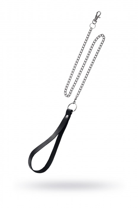 Поводок с ручкой из черной натуральной кожи и карабином для ошейника - Pecado - купить с доставкой в Ессентуках